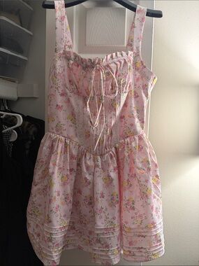 Hazel Pink Floral Tie-Front Sundress Size Small